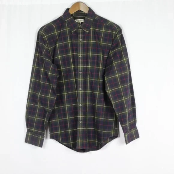 St John's Bay Plaid Multicolor Men's Long Sleeve Dress Shirt Medium 003